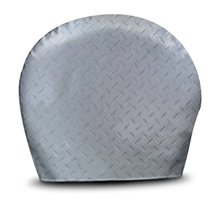 

3750 Silver #XL Diamond Plated Steel Vinyl Tyre Gard Wheel Cover Set of 2 (Fits 36"-39")