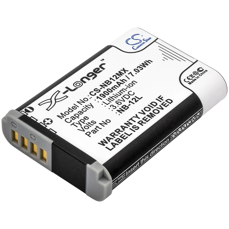 Li-ion Camera Battery for Canon,3.6V,1900mAh,PowerShot N100,LEGRIA Mini X,VIXIA Mini X,PowerShot G1X mark Ⅱ,NB-12L