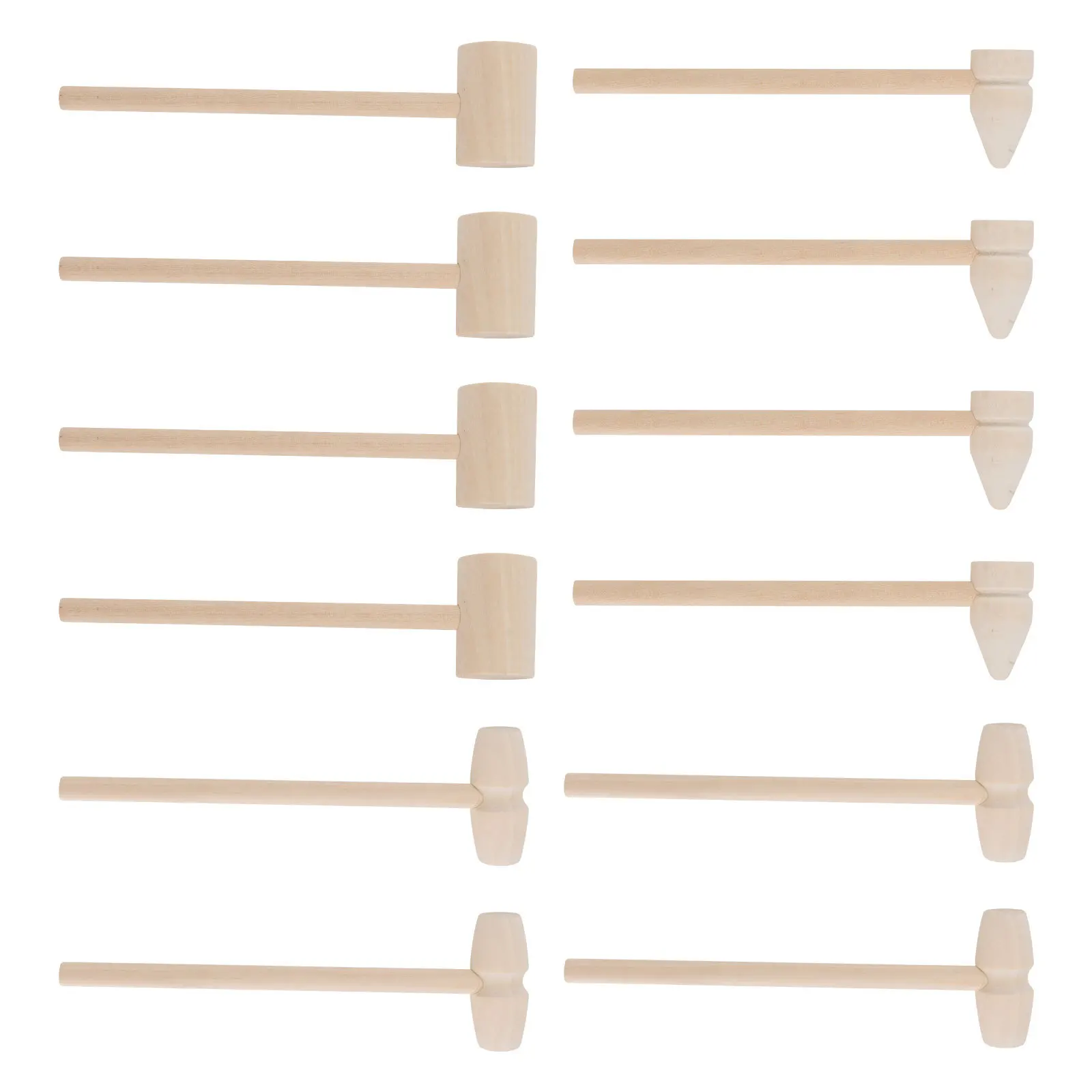 12Pcs Wood Hammer Mini Mallets Smooth No Burrs Kids Hand Dexterity Development Muscle Training Wooden Hammer Food Mallet