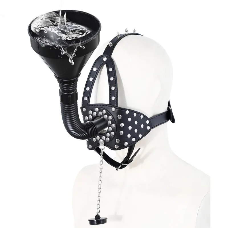 SM Slave Harness Urinal Funnel Oral Enema Drool Mouth Plug Open Gag BDSM Penalty Mask Flirting Fetish Adults Erotic Games Gear view 4