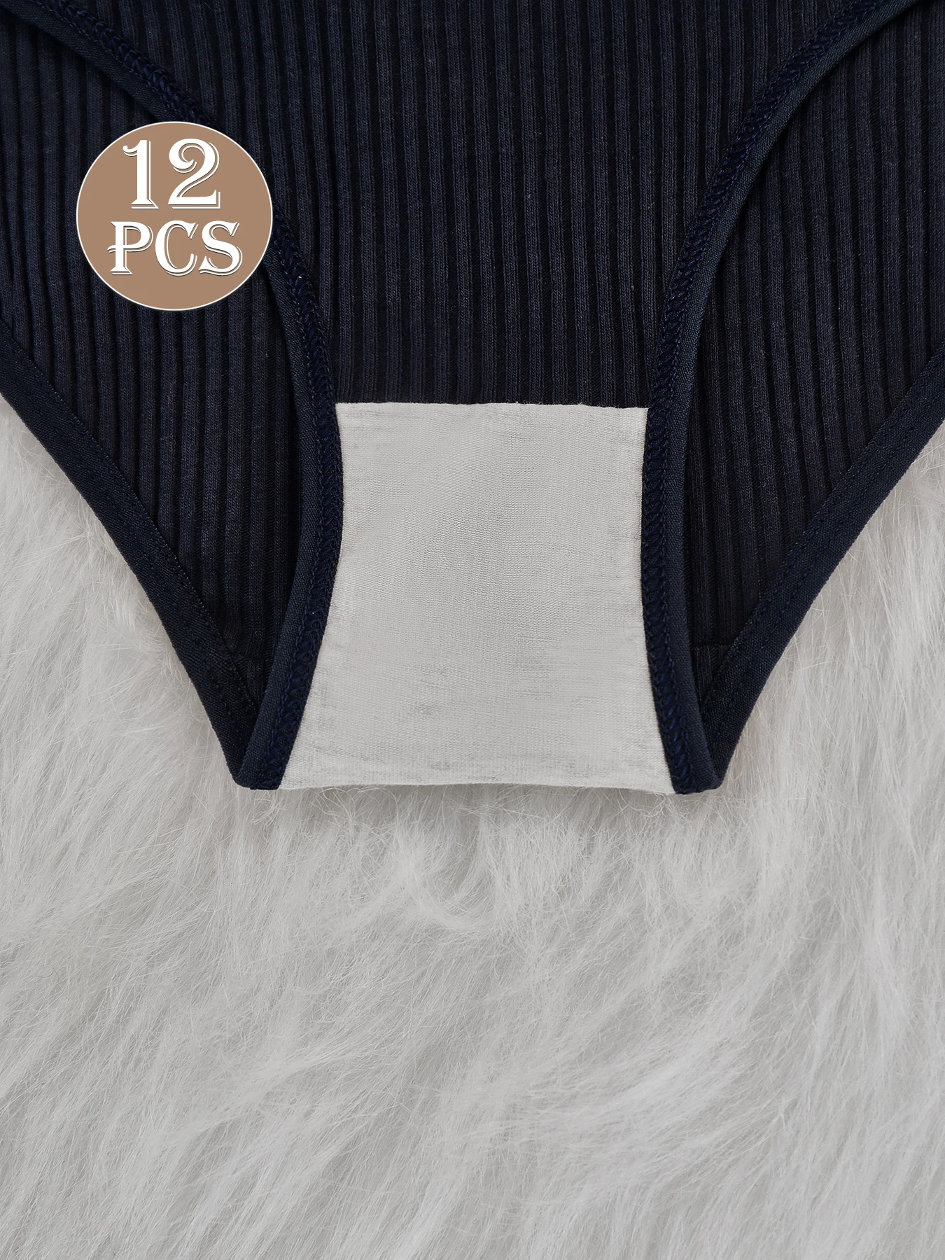 12-delige set geribbelde driehoekige damesbroeken met lage taille, zacht en comfortabel katoenen herfst- en winterondergoed voor dames