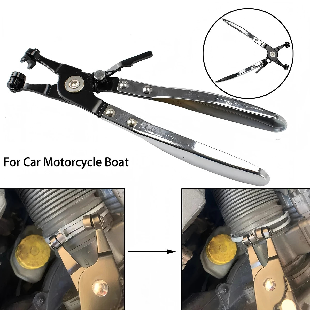 1Pcs New Car Water Pipe Hose Clip Pliers Removal and Installation of Ring-Type Flat-Band Hose Clamp Swivel Jaw Locking Tool