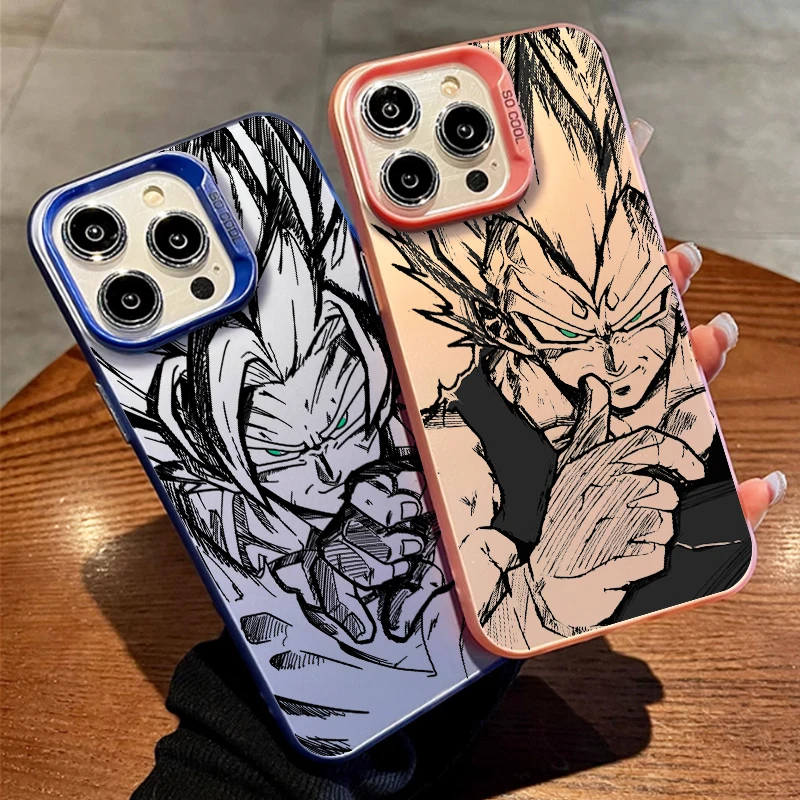 Comics D-Dragon Ball Saiyan For Apple iPhone 15 14 13 12 11 XS XR X Pro Max Plus Colorful Silver Cover Phone Case image 2