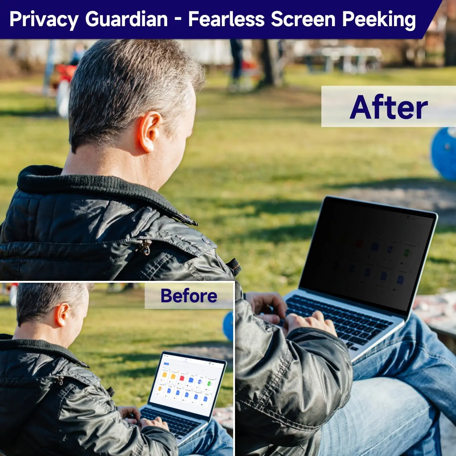 14 Inch 16:9 Laptop Privacy Screen Filter - Computer Monitor Privacy Shield and Anti-Glare Anti Blue Light Protector