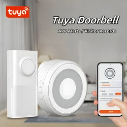 Tuya Smart WIFI Wireless Doorbell Outdoor IP65 Waterproof 200M Wireless Home Door Bell Chime 58 Songs Welcome Dingdong EU Plug