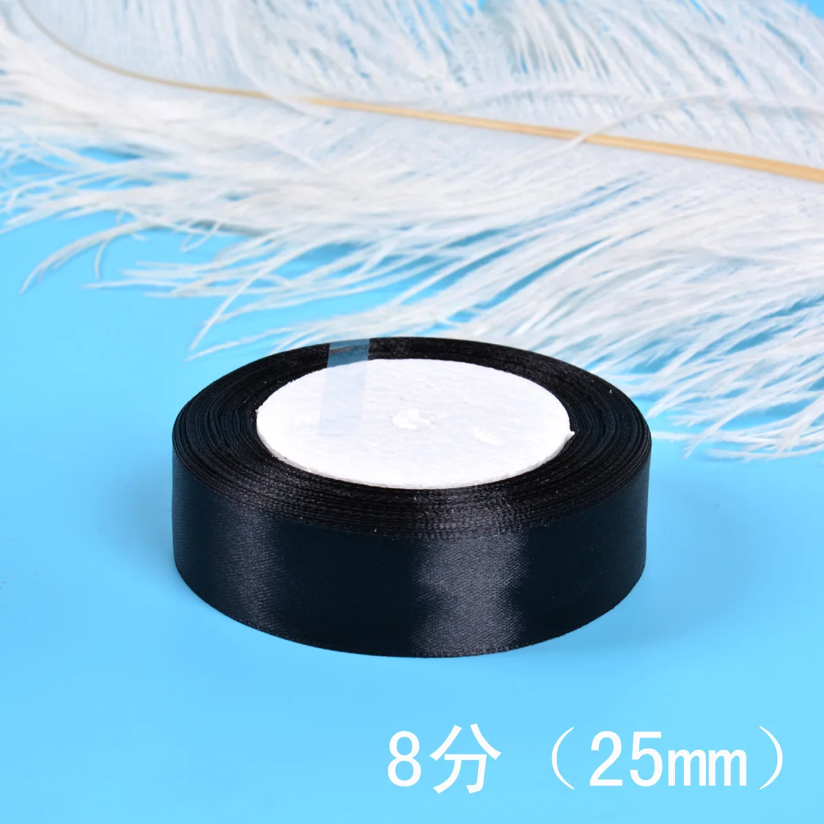 6-10-12-15-20-25-30-40-50-80 mm schwarze Satinbänder Weihnachten Hochzeit Geburtstag Party Geschenkverpackung Seidenbänder DIY Zubehör Schleife – Detail 11