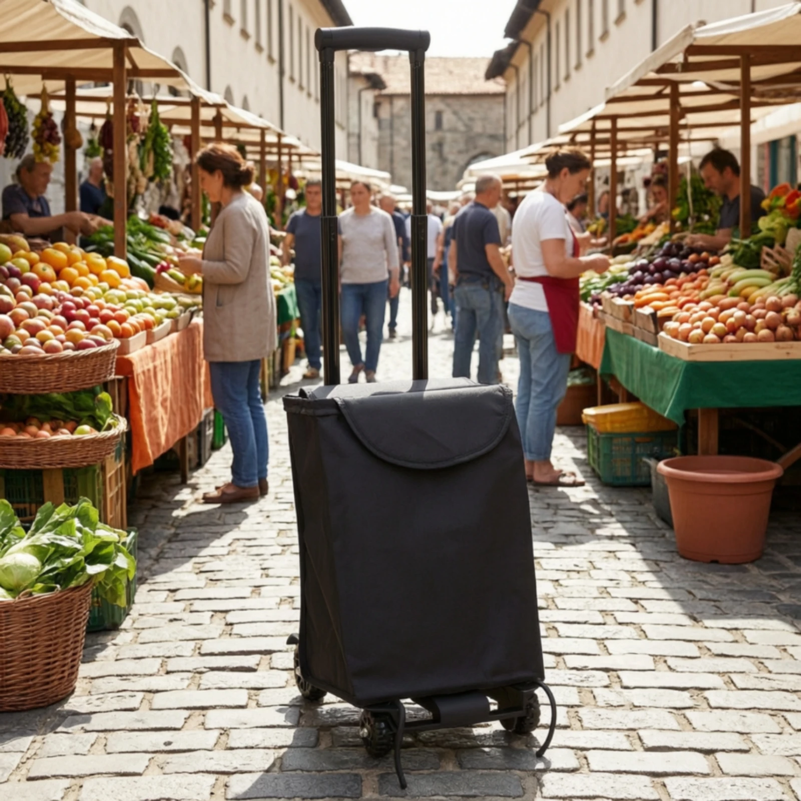 Lightweight Utility Cart with Bag Telescopic Pull Handle, Space Saving Foldable Design, for Travel