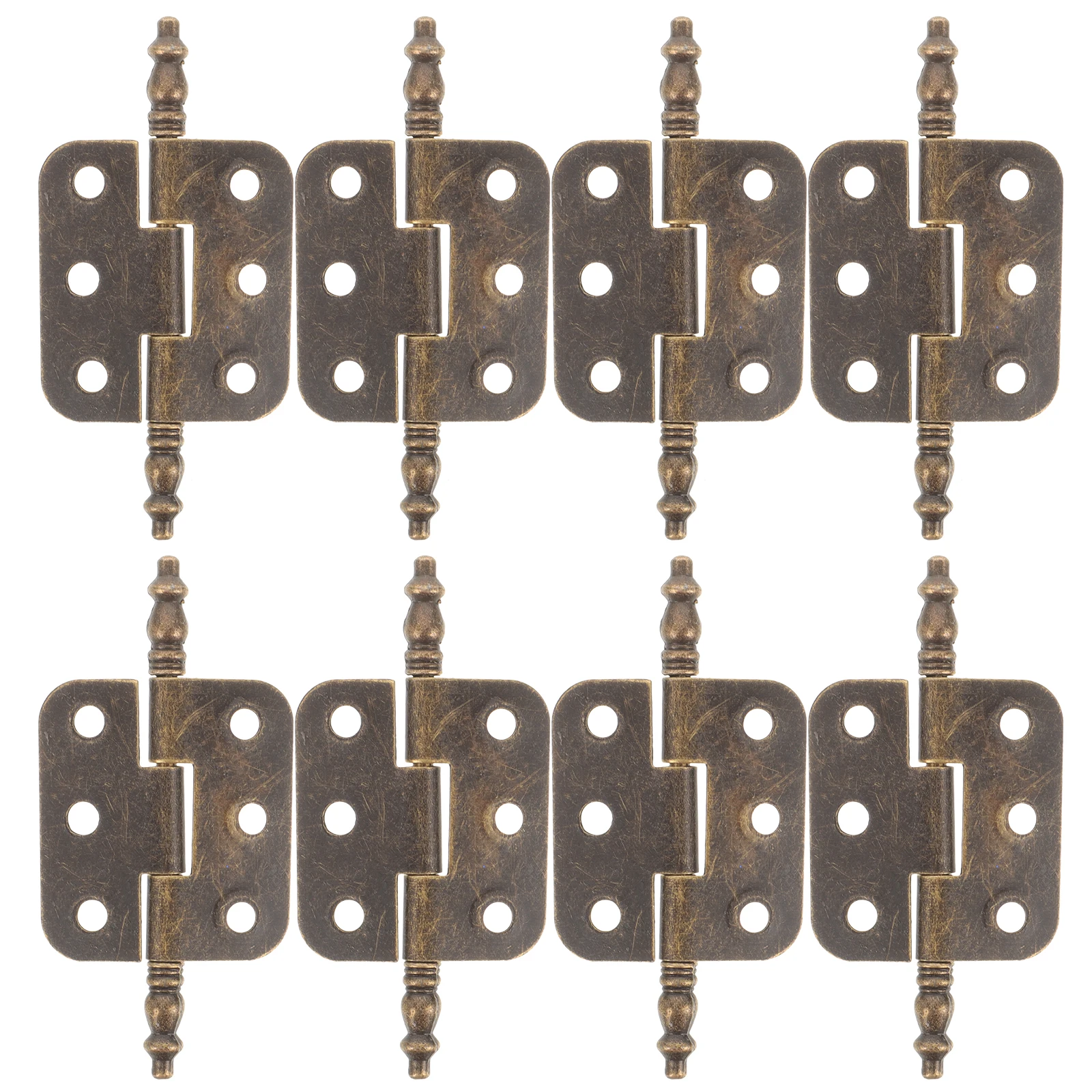 

10pcs Hinges Decorative Cabinet Hardware Iron Vintage Door Furniture Accessories Retro Style Bronze 6 Hole