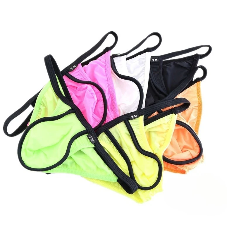 Ice Silk Bikini Briefs for men U Ring Front U-Pouch Low Rise Thin Waist High Elastic Sexy Male Underwear