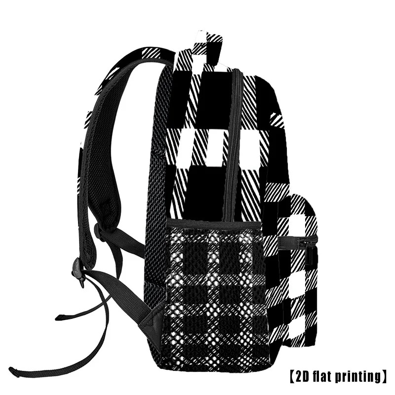 Buffalo Check Pattern in Black And White Casual Travel Backpack Large-Sized Backpack Suitable for Business Unisex Design
