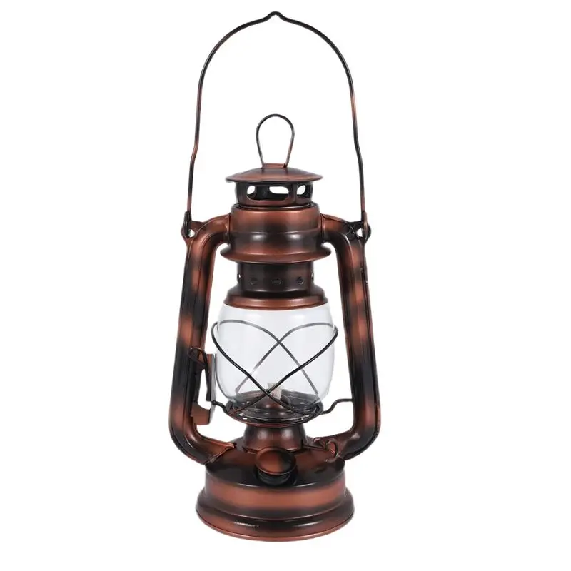 ABKS-25Cm Iron Antique Bronze Oil Lanterns (Cover) Nostalgic Portable Outdoor Camping Lamp Leak Proof Seal Outdoor Camping Light