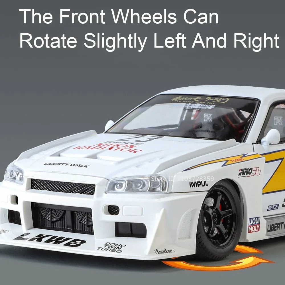 1:24 Tourbillon GTR S15 Modell Sportwagen Spielzeug Legierung Druckguss Sound Licht Türen geöffnet Stoßdämpfung Ornament Supercar für Kinder – Detail 24