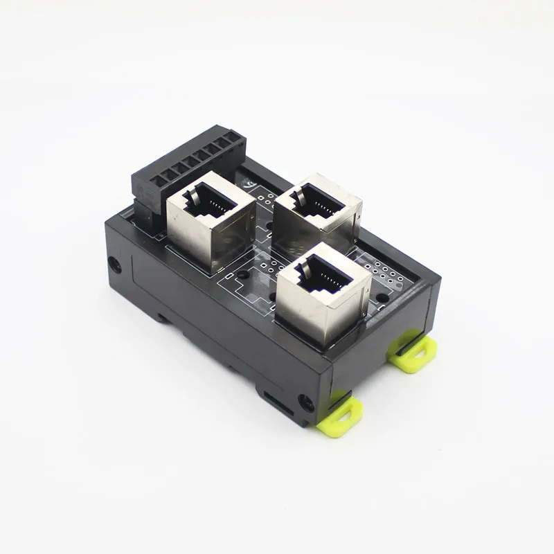 RJ45 to screw 8P8C Jack 3-Way Buss Breakout Board Terminal Block, Connector DIN rail mounting RJ45 connector