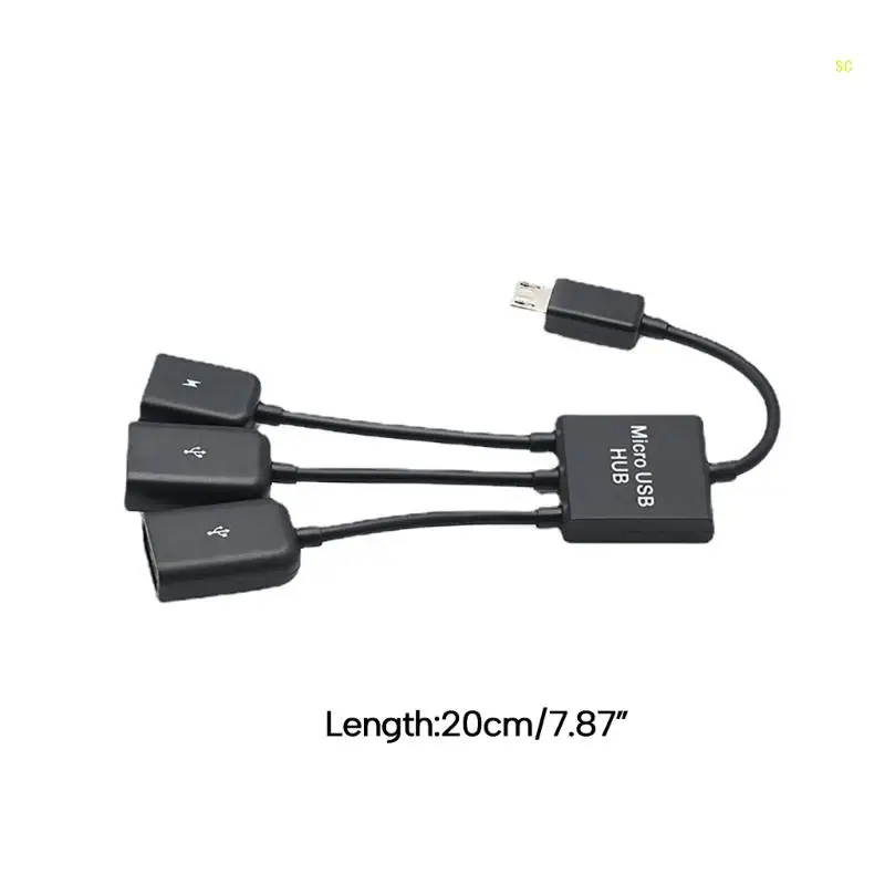 オスメスダブル USB 2.0 ホスト OTG アダプタケーブルスマートフォンマウスキーボードタブレット 3 ポートマイクロ USB タイプ C ドロップシッピング