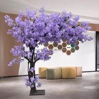 Purple Artificial Cherry Blossom Trees Silk Fake Sakura Plant Tree for Wedding Home Restaurant Decoration