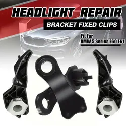 4x Black Plastic Headlight Repair Bracket Car Door Lights Repair Kit Bracket Exterior Replacement Parts for BMW 5 Series E60 E61
