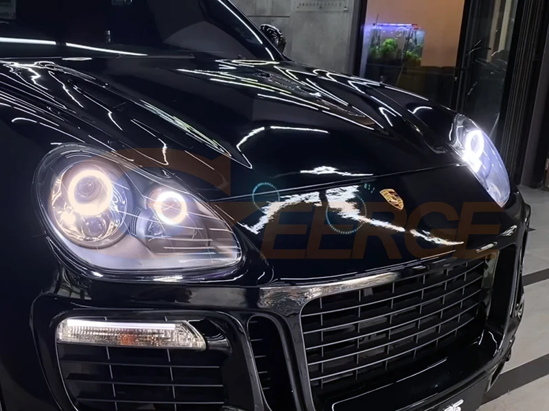 For Porsche Cayenne 955 9PA 2002-2006 Xenon Headlight Excellent Ultra Bright COB Led Angel Eyes Kit Halo Rings Day Light