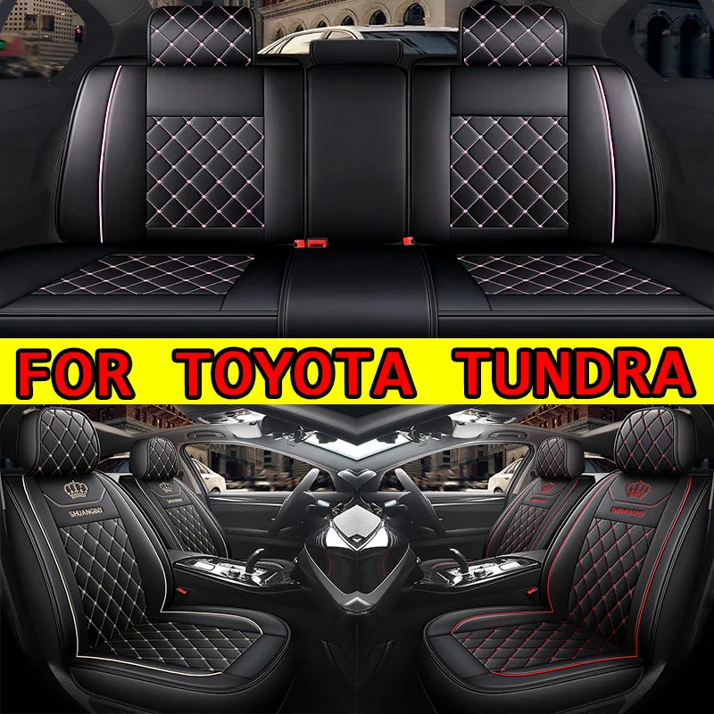

FOR TOYOTA TUNDRA Car seat cover waterproof and wear-resistant high-end crown embroidered PU leather full wrap seat cover