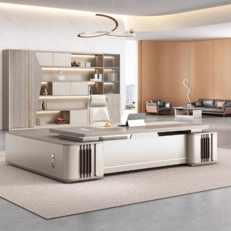 Large Luxury Organiser Desk Drawer Storage Chair Executive Reception Study Table Office L Shaped Escritorio Office Furniture
