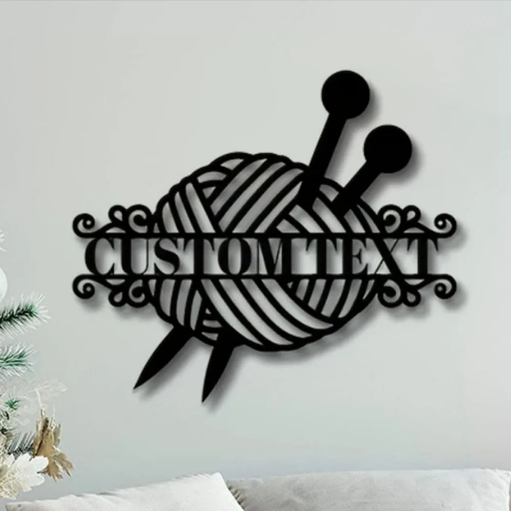 

Distinctive and Appealing Unique Customizable Metal Crochet & Knit Yarn Ball Sign Custom - made Wall Decor Offering for Creative