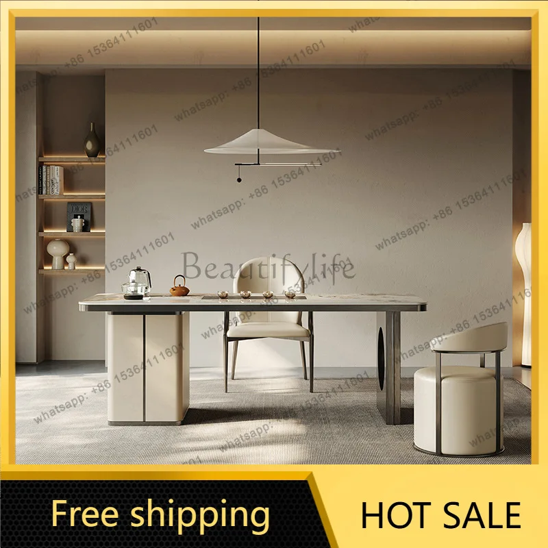 Factory Direct Sales Italian Minimalist Slate Tea Table Light Luxury Modern Simple Kung Fu Tea Table