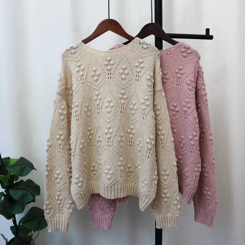 

Hollow Out Jumpers Women Solid Long Sleeve O Neck Sweater Knitted Pullovers High Street Loose Autumn Pullovers Slight Strech