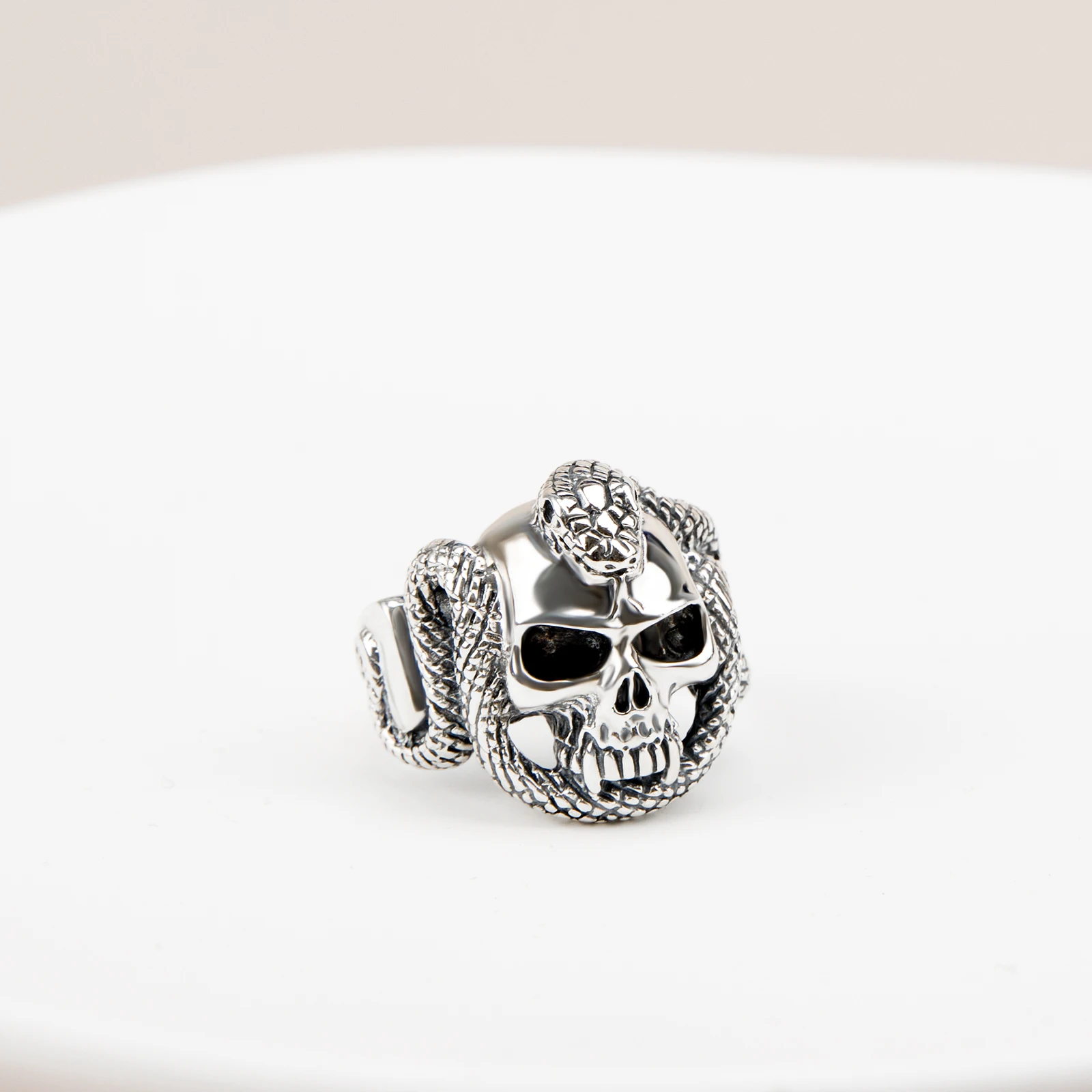 JADE ANGEL Vintage Thai Silver Skull Ring Cobra 925 Sterling Silver Men's Domineering Punk Jewelry Accessories Rings