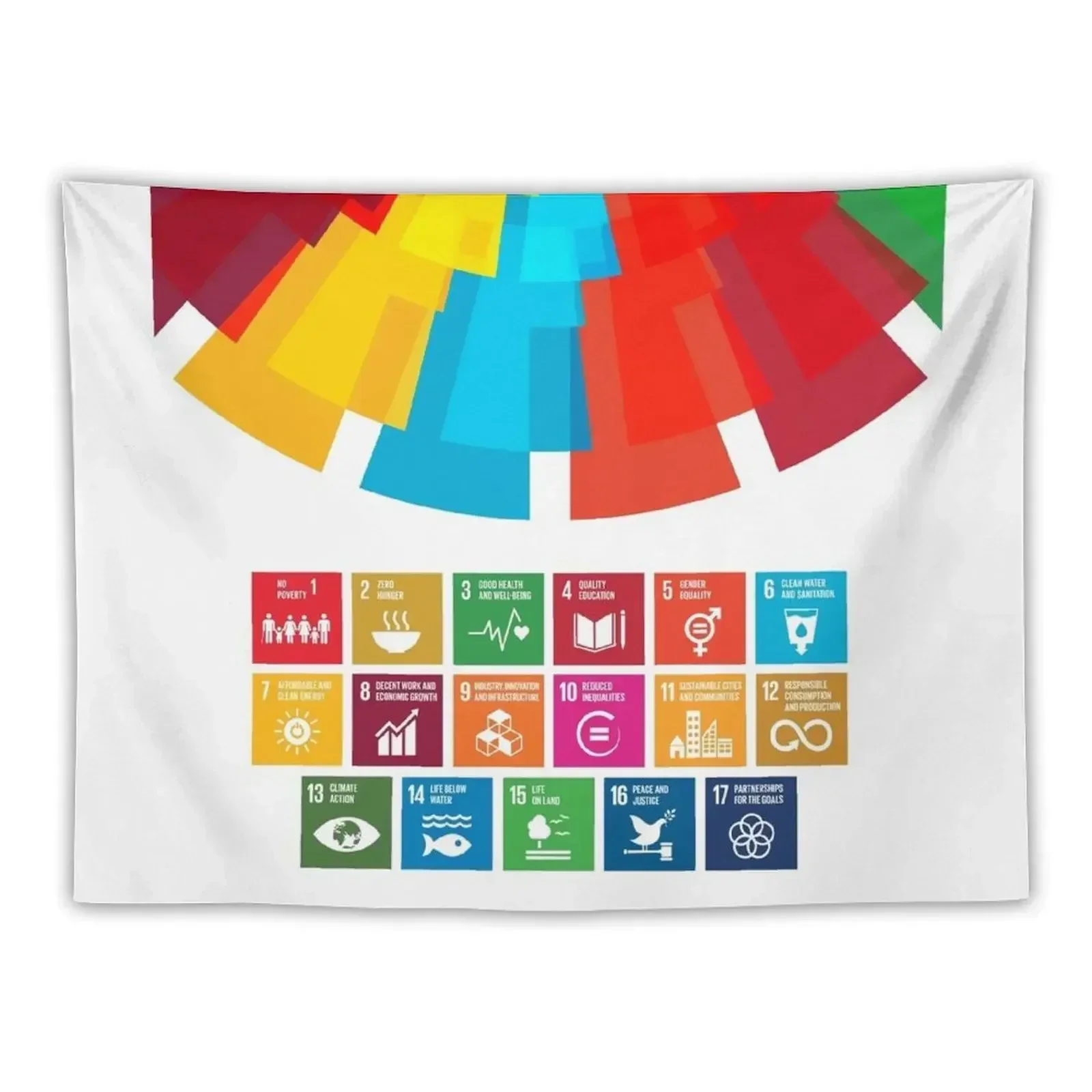 UN Global Goals | Sustainable Development Goals 2030 Colorful Tapestry Cute Room Things Luxury Living Room Decoration Tapestry