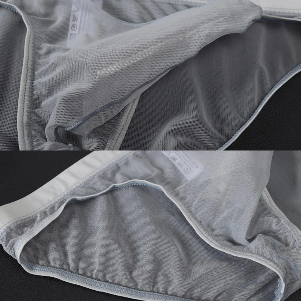 

Sheer Mesh Mens Elephant Nose Pouch Briefs Breathable Underwear Low Rise Man Exotic Panties Lingerie Solid Color