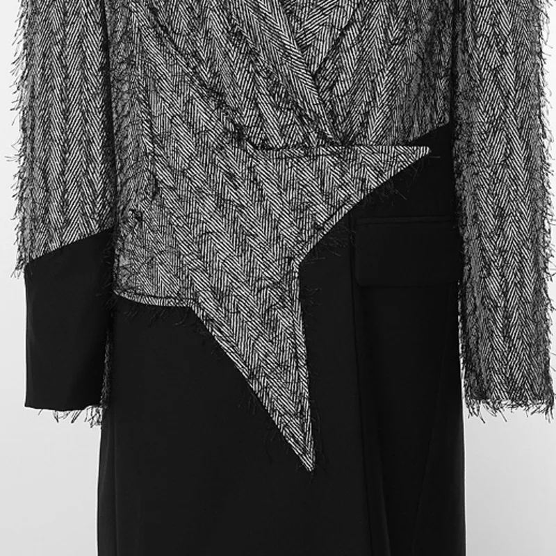 HKSH Autumn New Women Trench Coat Contrast Color Patchwork Personalized Cut Asymmetrical Design Elegant Long Windbreaker HK10657