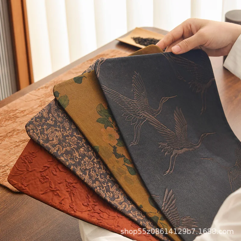 Silk Tea Mat, Rectangular Dry Tea Tray Cover, Zen Chinese Style Table Runner, Tea Cloth Pad