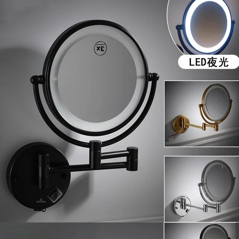 Bathroom full copper beauty mirror bathroom beauty salon wall hanging makeup folding telescopic magnifying glass