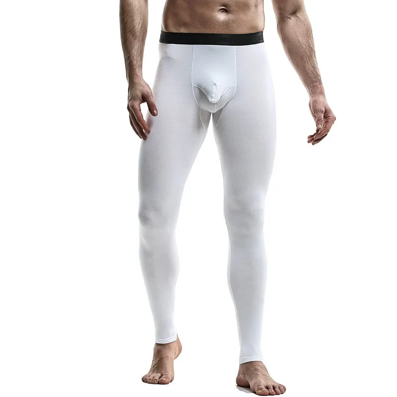 Men Leggings Pants Thermal Underwear Bottoms Penis Pouch Fitness Muscle Bodybuilding Tights Trousers Breathable Sleep Bottoms