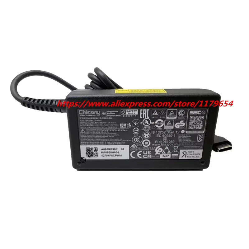 Original Chicony A20-065N3A A065RP99P 20V 3.25A 65W USB-C Type-C