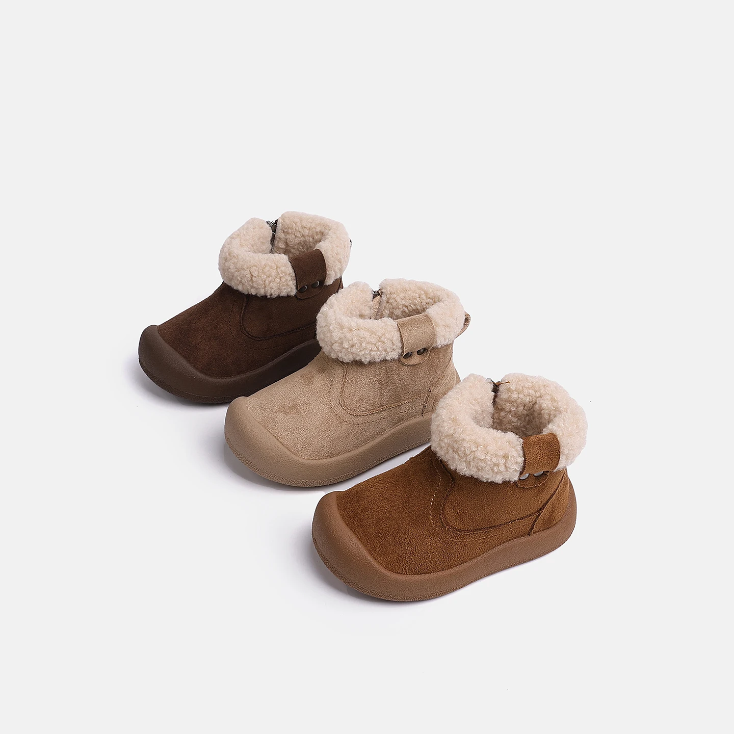 Autumn Winter Children Warm Cotton Boots Baby Cute Side Zipper Ankle Boots Boys Girls Fashion Short Boots