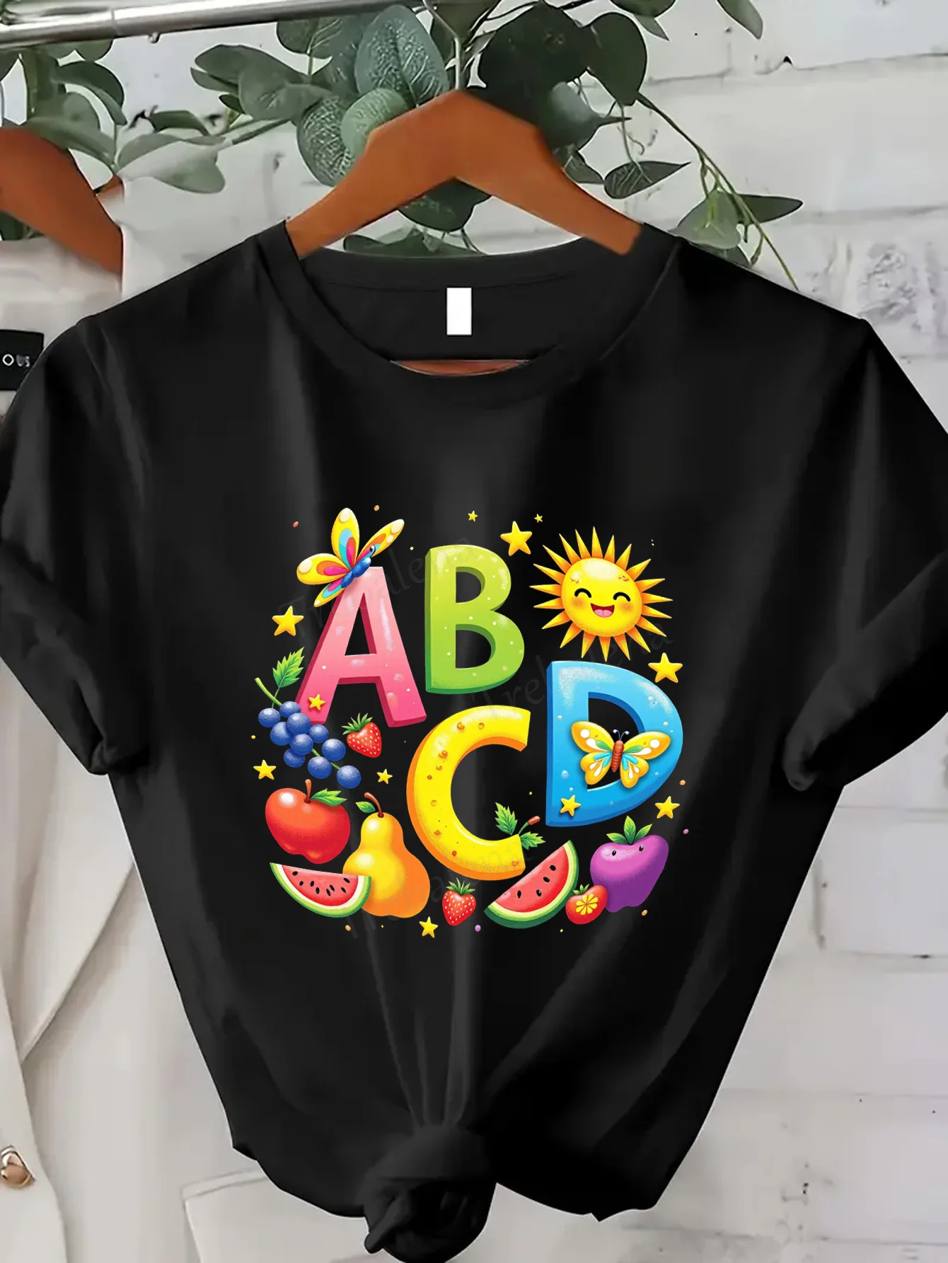 

Женская футболка Симпатичная женская футболка с фруктовым принтом ABCD, веселый и свежий стиль