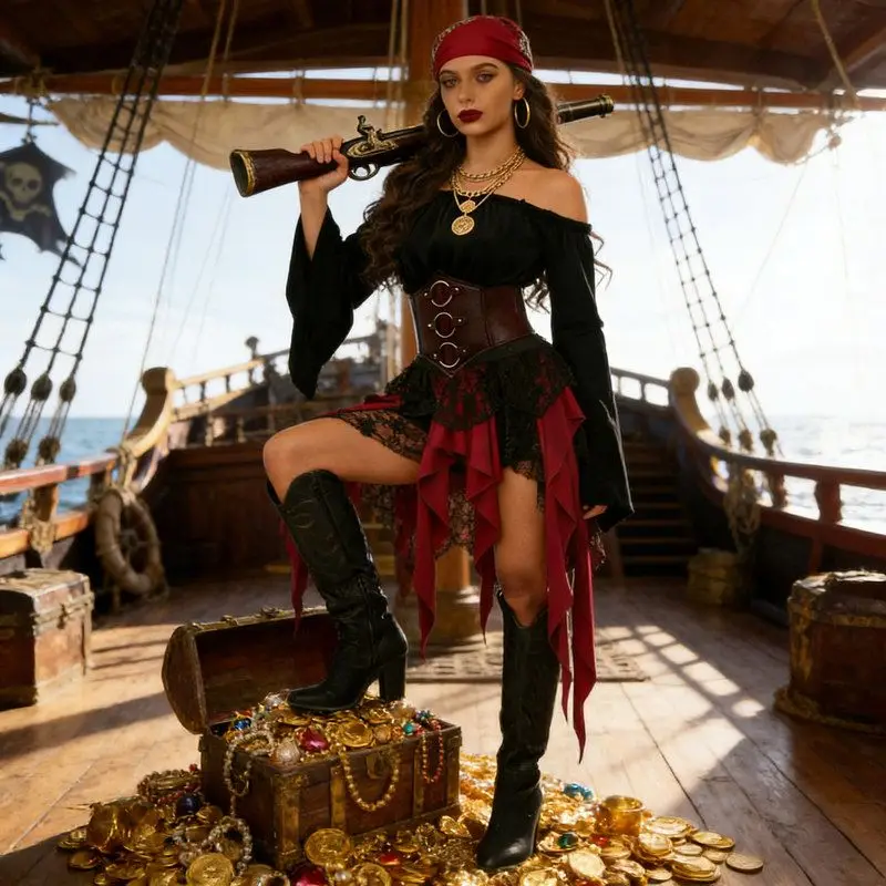 

Women's Medieval Pirate Costume irt Performance Role-plang loween Cross-border Ethnic Stage Costume Spring 2026
