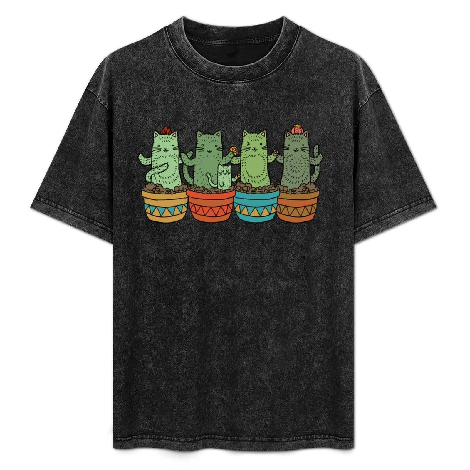 Catcus Garden T-Shirt Art Pattern Printed Casual Top
