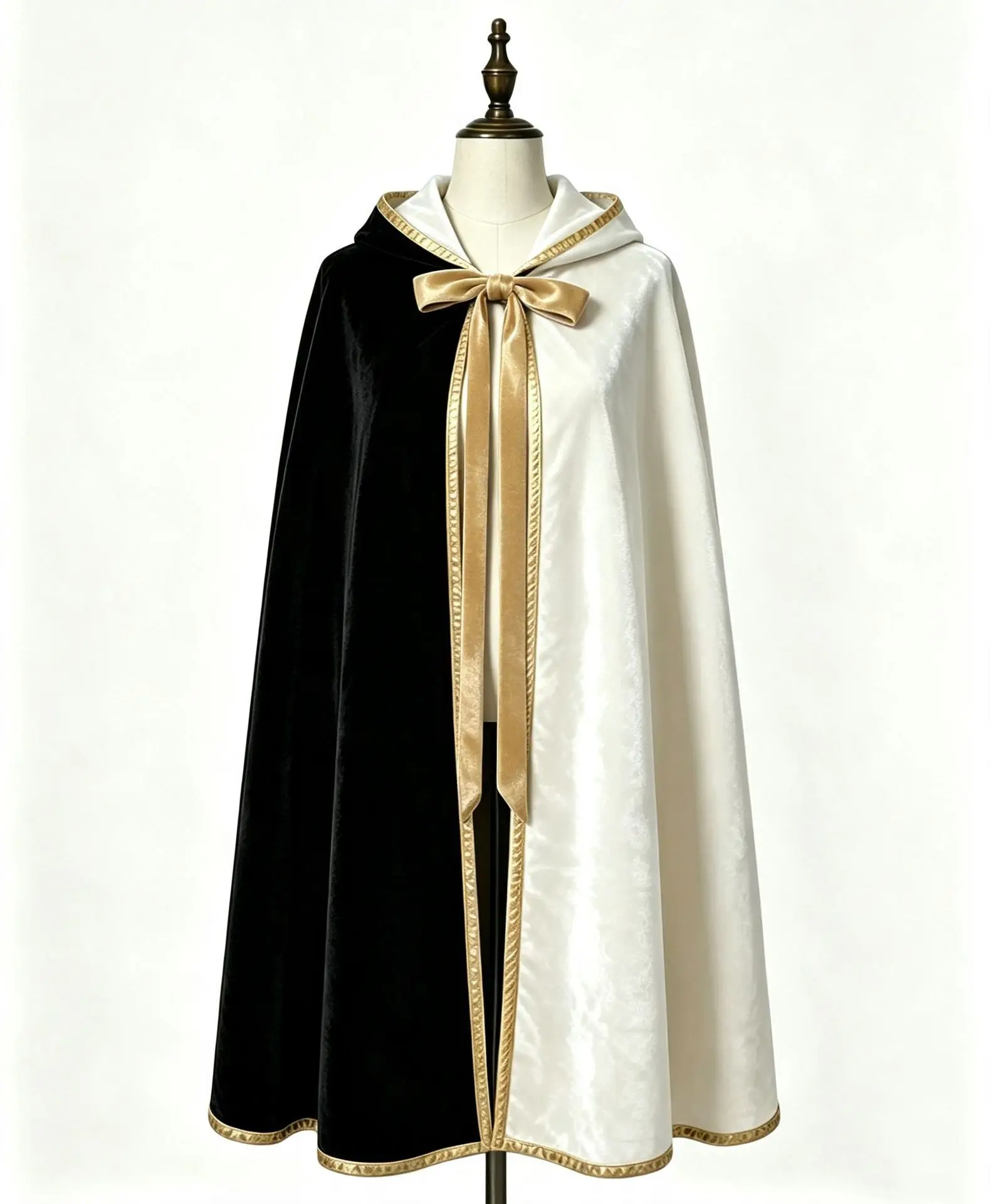 Vintage Kapuzenumhang aus Samt mit Goldrand, Renaissance-Hexenkostüm, mehrfarbig, Halloween, Feiertagsparty, Maskerade, Cosplay-Robe – Detail 14