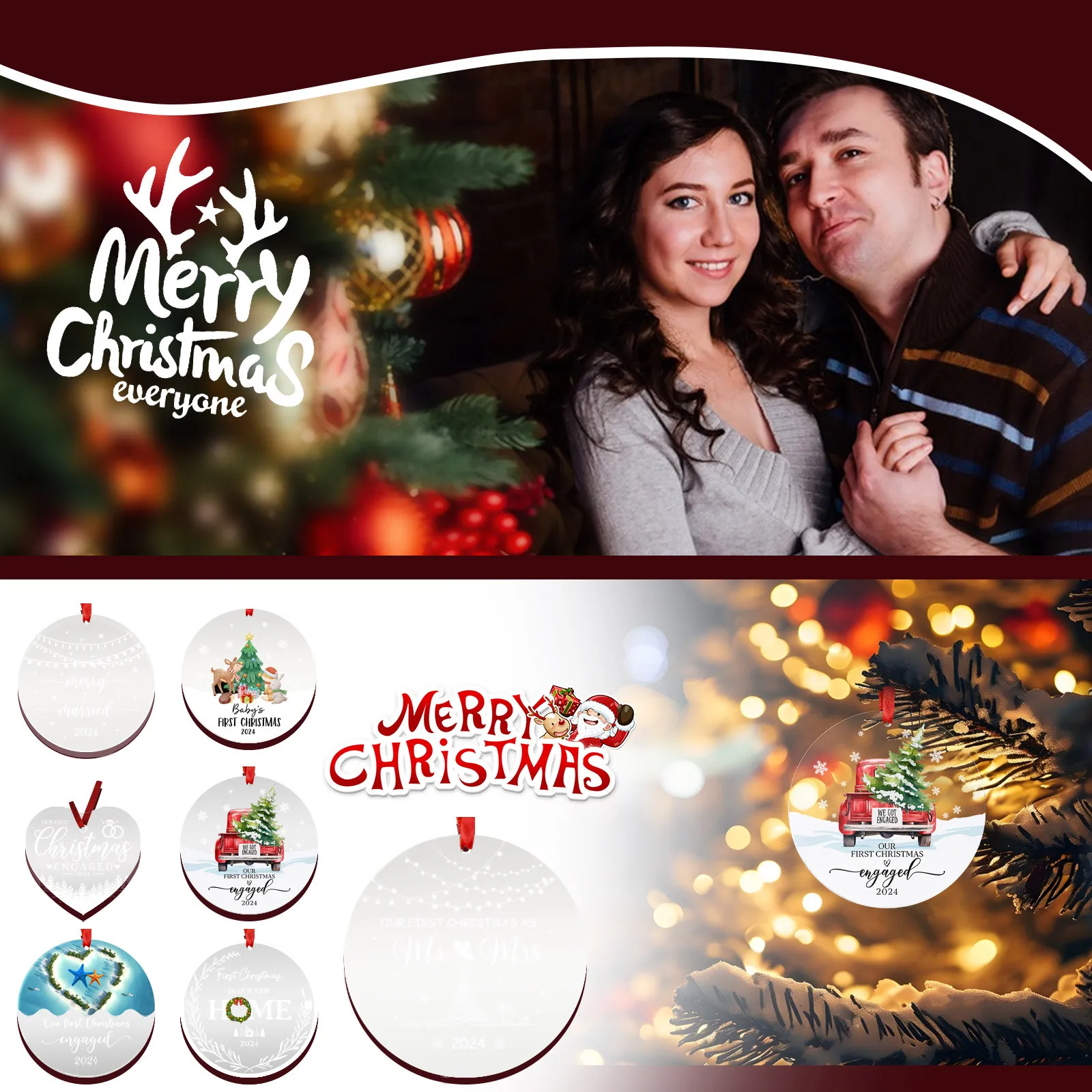 2024 Christmas Gifts Couples Crystal Pendant First Married Ornaments Bridal Shower Gifts For Bride Gift Newlywed With Gift Box