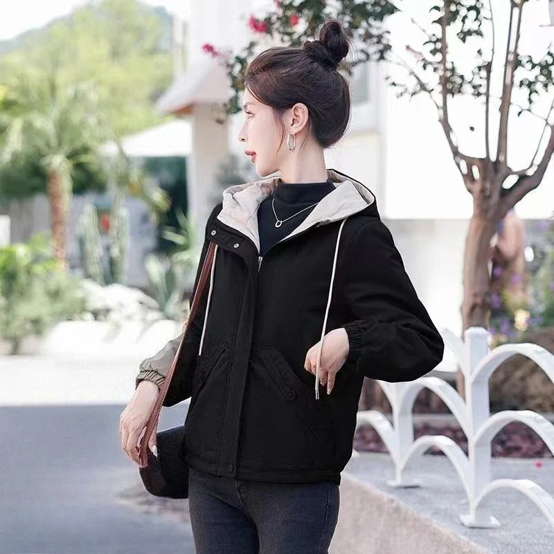 

Winter Coat for Women Warm Thickened Fleece Lined Parka with Colorful Patchwork Design Military Work Wear Style Winter Jacket