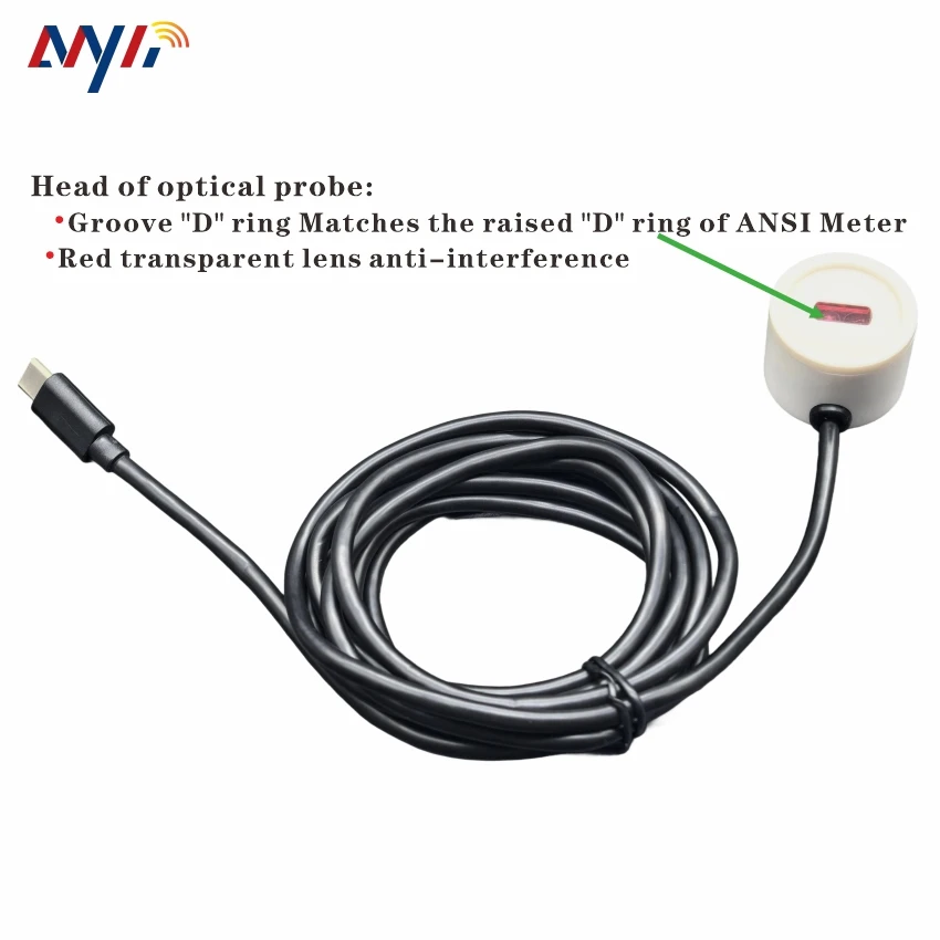 FT232 Male Type-C USB Infrared Optical Head ANSI C12.18 Type-2 for Round Meter Readout