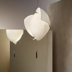 Modern Fabric Pendant Lamp Designer Wabi Sabi Pendant Light For Living Room Staircase Hotel Restaurant Art LED Shell Chandelier