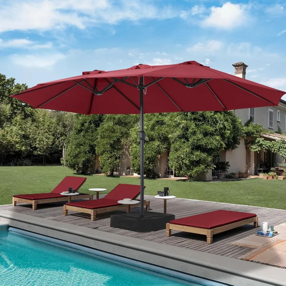 

Patio Outdoor Umbrella,15FT Double Sided Large Umbrella with Base, Durable steel handle, large outdoor sunshade umbrella