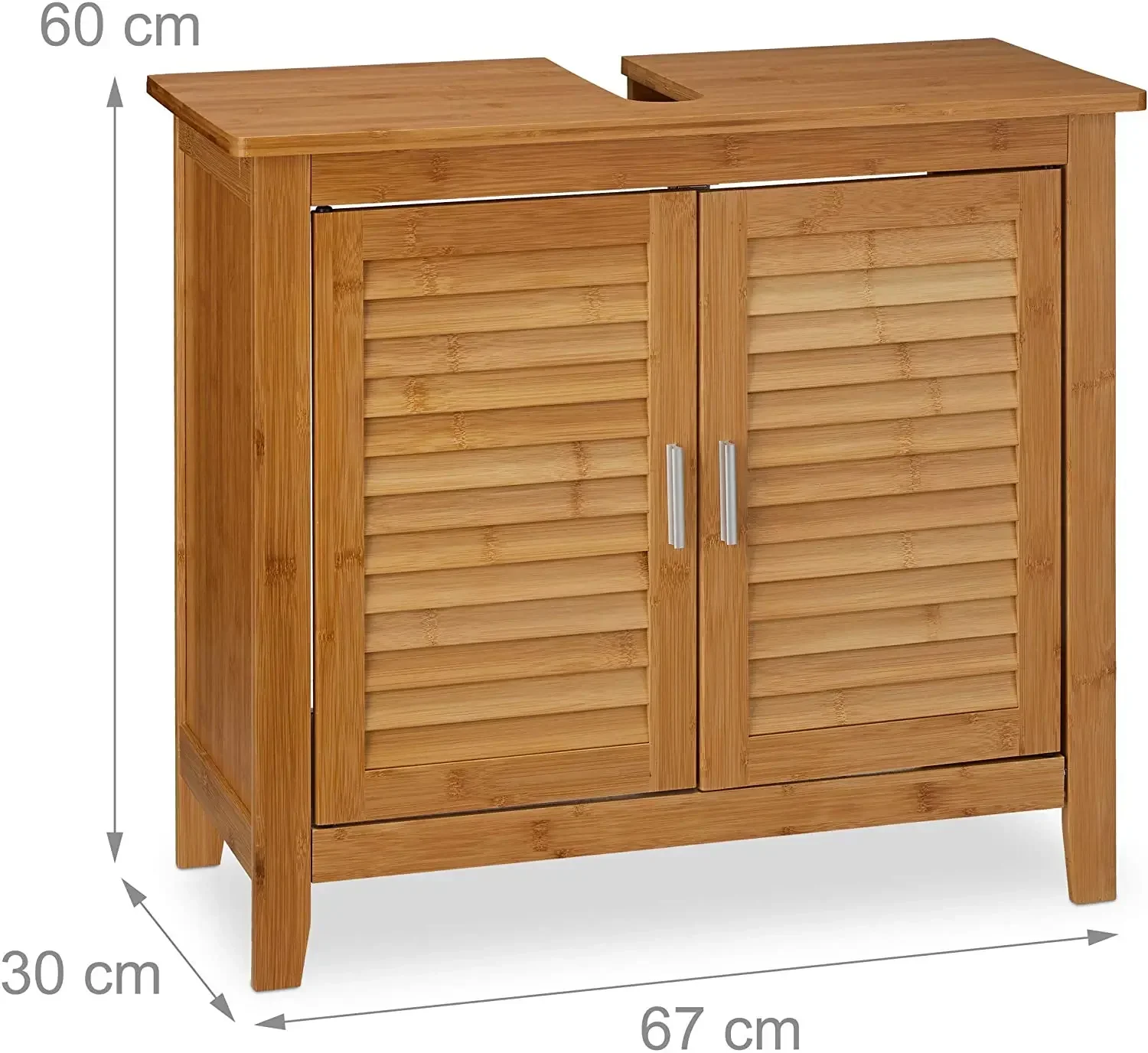 Bathroom Sink Storage Cabinet with 2 Doors and Shelf, Bathroom Sink Cabinet with U-Shape Under Sink Cabinet Bamboo