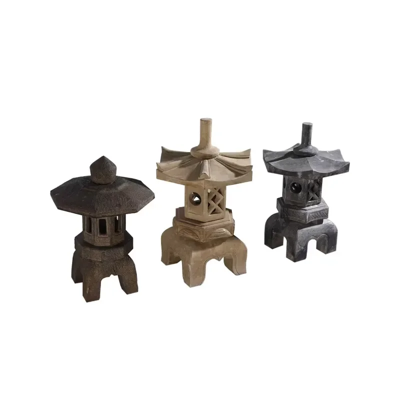 Stone Lantern Japanese-style Courtyard Waterproof Stone Carving Lamp Antique Chinese-style Solar Energy Lighthouse Outdoor