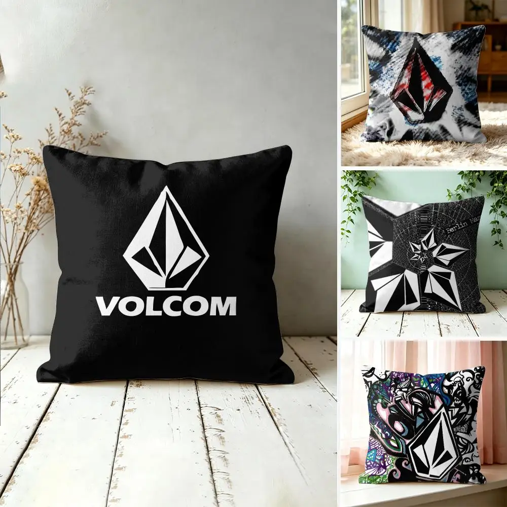 V-Volcom Fashion Logo Cushion Cover Square Decorative Throw Pillow 40x40cm For Sofa Bedroom Living Room Home Decor
