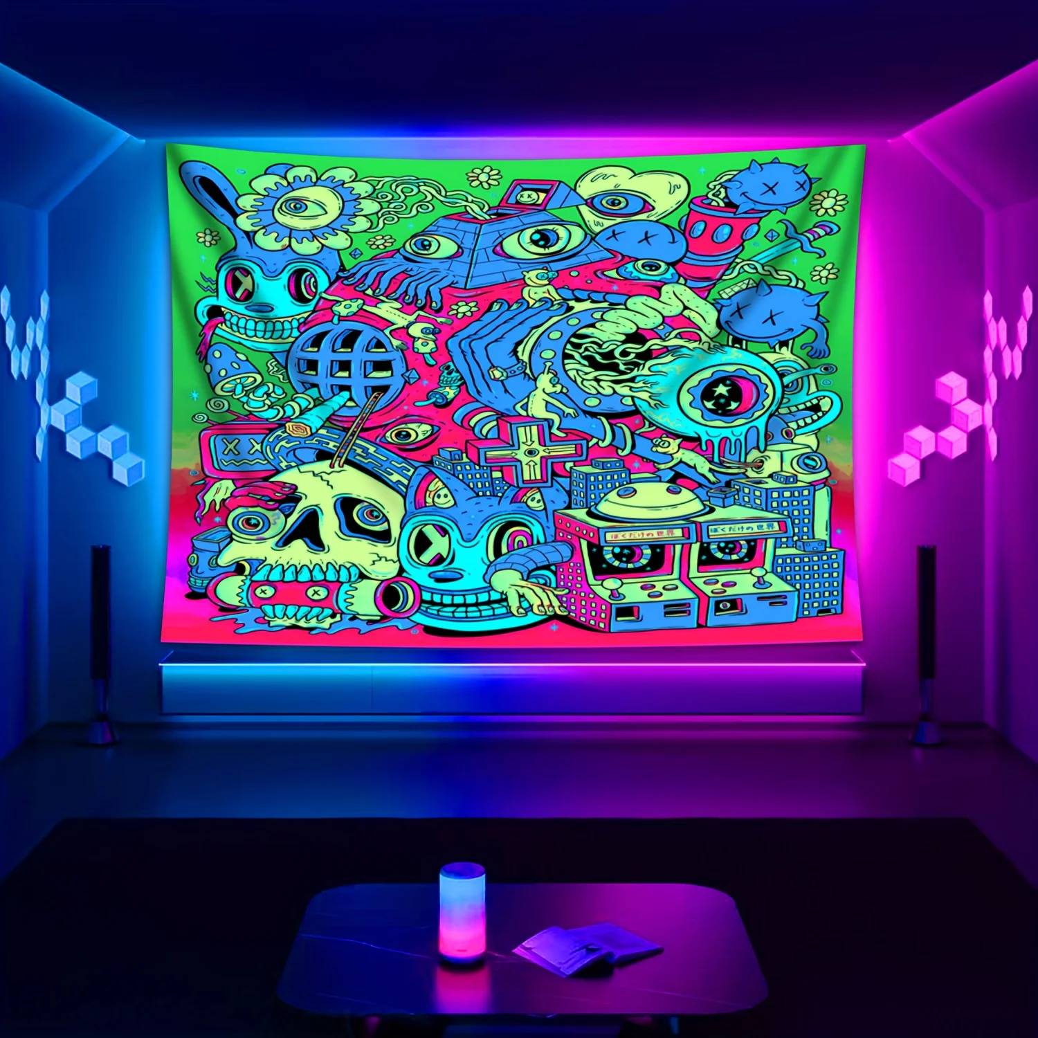 VIKAMA-tapiz psicodélico de fantasía, telón de fondo para sala de juegos, fiesta temática, colgante de pared de salón, decoración de habitación temática de Anime
