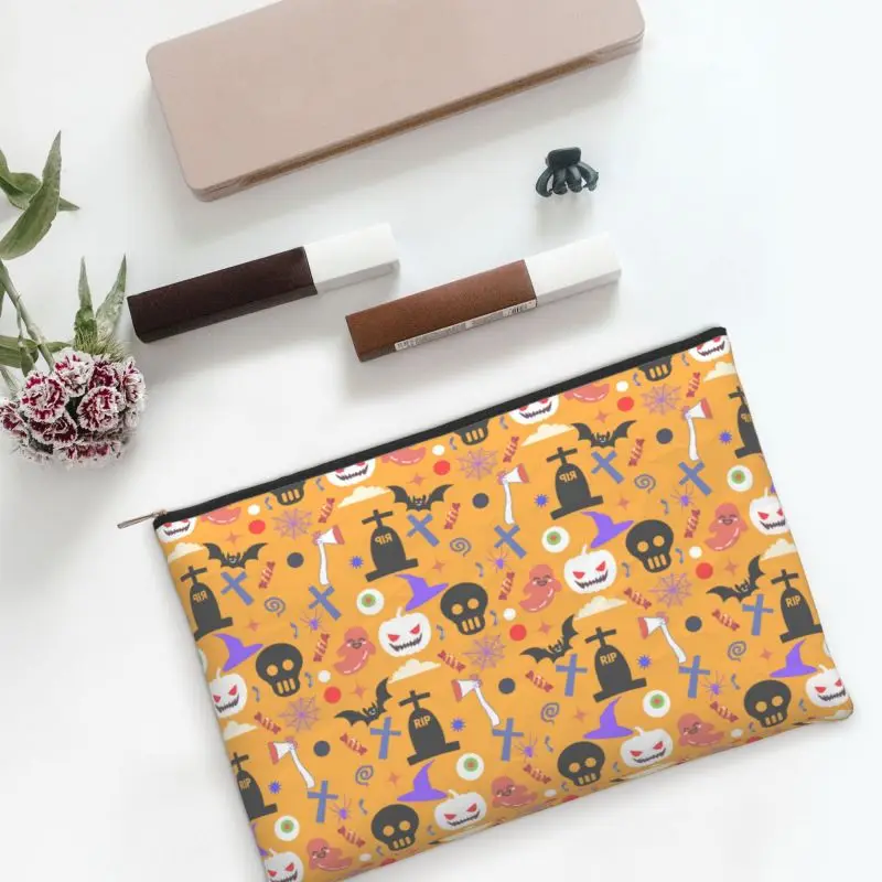 RIP Dead Pattern Makeup Bag Women's zipper toiletry Bag Printed storage for tools Makeup pencils and pens student travel