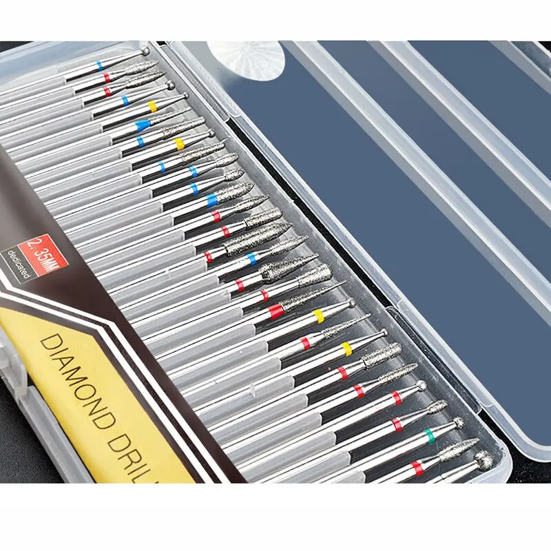 30ピース/箱ダイヤモンドタングステンネイルドリルビットセットカーバイフライカッターマニキュア除去ジェルポリッシュ電気アクセサリー工具